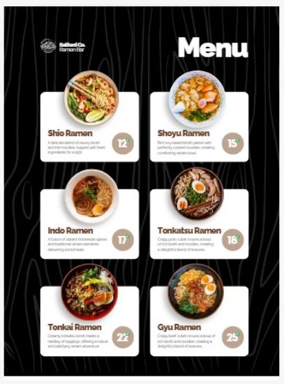 Picture of Menu Design in Nepal - Per page