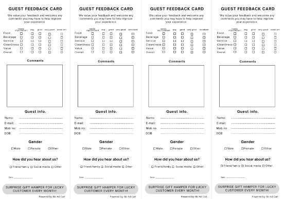 Picture of Guest Feedback Card Template (Free Tool)