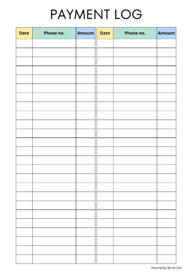 Picture of Payment Log Template (Free Tool)